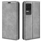 For Xiaomi Redmi K50 Pro  Retro-skin Magnetic Suction Leather Phone Case(Grey) - 1