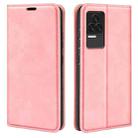 For Xiaomi Redmi K50 Pro  Retro-skin Magnetic Suction Leather Phone Case(Pink) - 1