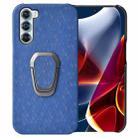 For Motorola Moto Edge S30 Ring Holder Honeycomb PU Phone Case(Navy blue) - 1