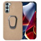 For Motorola Moto Edge S30 Ring Holder Honeycomb PU Phone Case(Coffee) - 1