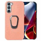 For Motorola Moto Edge S30 Ring Holder Honeycomb PU Phone Case(Pink) - 1