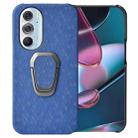 Ring Holder Honeycomb PU Phone Case For Motorola Edge X30(Navy blue) - 1