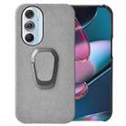 Ring Holder Honeycomb PU Phone Case For Motorola Edge X30(Grey) - 1