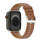 20mm Top Layer Cowhide Sewing Watch Band For Apple Watch Series 8&7 41mm / SE 2&6&SE&5&4 40mm / 3&2&1 38mm(Light Brown) - 1