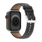 22mm Top Layer Cowhide Sewing Strap For Apple Watch Ultra 49mm&Watch Ultra 2 49mm / Series 9&8&7 45mm / SE 3&SE 2&6&SE&5&4 44mm / 3&2&1 42mm(Black) - 1