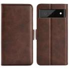 For Google Pixel 7 Dual-side Magnetic Buckle Leather Phone Case(Brown) - 1