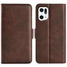 For OPPO Find X5 Dual-side Magnetic Buckle Leather Phone Case(Brown) - 1