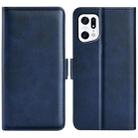 For OPPO Find X5 Dual-side Magnetic Buckle Leather Phone Case(Dark Blue) - 1