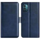 For Nokia G11/G21 Dual-side Magnetic Buckle Leather Phone Case(Dark Blue) - 1