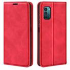 For Nokia G11/G21 Retro-skin Magnetic Suction Leather Phone Case(Red) - 1