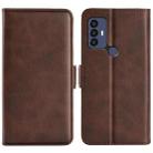 For TCL 30 SE/305/306 Dual-side Magnetic Buckle Leather Phone Case(Brown) - 1