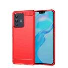 For vivo V23 5G/S12 MOFI Gentleness Series Brushed Texture Carbon Fiber Soft TPU Phone Case(Red) - 1