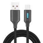 USB-C / Type-C Interface Zinc Alloy Marquee Luminous Intelligent Automatic Power off Charging Data Cable(black) - 1