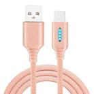 USB-C / Type-C Interface Zinc Alloy Marquee Luminous Intelligent Automatic Power off Charging Data Cable(rose gold) - 1