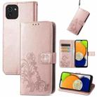 For Samsung Galaxy A03 Four-leaf Clasp Embossed Leather Phone Case(Rose Gold) - 1