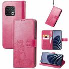 For OnePlus 10 Pro Four-leaf Clasp Embossed Leather Phone Case(Magenta) - 1