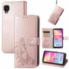 For TCL A509DL / A3 Four-leaf Clasp Embossed Leather Phone Case(Rose Gold) - 1