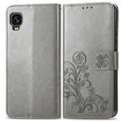 For TCL A509DL / A3 Four-leaf Clasp Embossed Leather Phone Case(Gray) - 2