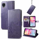 For TCL A509DL / A3 Four-leaf Clasp Embossed Leather Phone Case(Purple) - 1