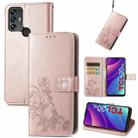 For TCL 30 SE Four-leaf Clasp Embossed Leather Phone Case(Rose Gold) - 1