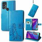 For TCL 30 SE Four-leaf Clasp Embossed Leather Phone Case(Blue) - 1