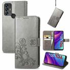 For TCL 30 SE Four-leaf Clasp Embossed Leather Phone Case(Gray) - 1