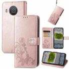 For Nokia X10 Four-leaf Clasp Embossed Leather Phone Case(Rose Gold) - 1