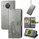 For Nokia X10 Four-leaf Clasp Embossed Leather Phone Case(Gray) - 1