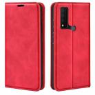 For TCL 30 V 5G Retro-skin  Magnetic Suction Leather Phone Case(Red) - 1