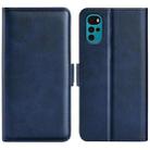 For Motorola Moto G22 4G Dual-side Magnetic Buckle Horizontal Flip Leather Phone Case(Dark Blue) - 1