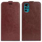 For Motorola Moto G22 4G R64 Texture Single Vertical Flip Leather Phone Case(Brown) - 1