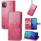 For Wiko Y82 Four-leaf Clasp Embossed Buckle Leather Phone Case(Magenta) - 1