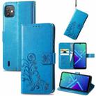 For Wiko Y82 Four-leaf Clasp Embossed Buckle Leather Phone Case(Blue) - 1