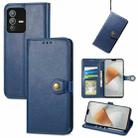 For vivo S12 Pro Solid Color Leather Buckle Phone Case(Blue) - 1