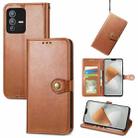 For vivo S12 Pro Solid Color Leather Buckle Phone Case(Brown) - 1