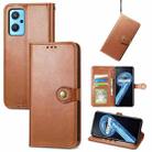 For OPPO Realme 9i / A96 4G / A76 4G Solid Color Leather Buckle Phone Case(Brown) - 1