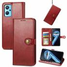 For OPPO Realme 9i / A96 4G / A76 4G Solid Color Leather Buckle Phone Case(Red) - 1