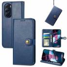 For Motorola Edge X30 Solid Color Leather Buckle Phone Case(Blue) - 1