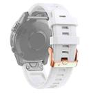 For Garmin Fenix 7S 20mm Rose Gold Buckle Silicone Watch Band(White) - 1