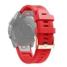 For Garmin Fenix 7S 20mm Rose Gold Buckle Silicone Watch Band(Red) - 1