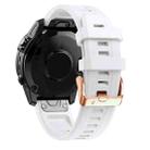 For Garmin Fenix 5S Plus 20mm Rose Gold Buckle Silicone Watch Band(White) - 1