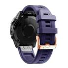 For Garmin Fenix 5S Plus 20mm Rose Gold Buckle Silicone Watch Band(Dark blue) - 1