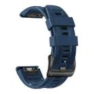 For Garmin Fenix 3 Sapphire 26mm Silicone Sport Pure Color Watch Band(Dark blue) - 1