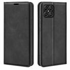 For Honor X8 Retro-skin Magnetic Suction Leather Phone Case(Black) - 1