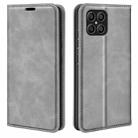 For Honor X8 Retro-skin Magnetic Suction Leather Phone Case(Grey) - 1