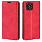 For Honor X8 Retro-skin Magnetic Suction Leather Phone Case(Red) - 1