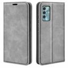 For ZTE Blade V40 Retro-skin Magnetic Suction Leather Phone Case(Grey) - 1