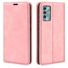 For ZTE Blade V40 Retro-skin Magnetic Suction Leather Phone Case(Pink) - 1