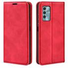 For ZTE Blade V40 Retro-skin Magnetic Suction Leather Phone Case(Red) - 1