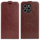 For Honor 60 SE 5G  R64 Texture Single Vertical Flip Leather Phone Case(Brown) - 1